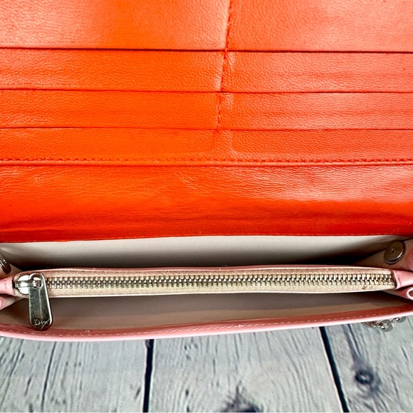 CHRISTIAN DIOR Magenta Pink Leather Cannage Long Wallet Crossbody with C… - Picture 8 of 16